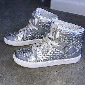ZUMBA silver embossed high tops Size 7